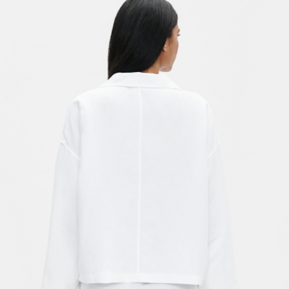 Eileen Fisher Jacket Open Front Double Breasted Notch Collar Linen White M NWT - Picture 8 of 12